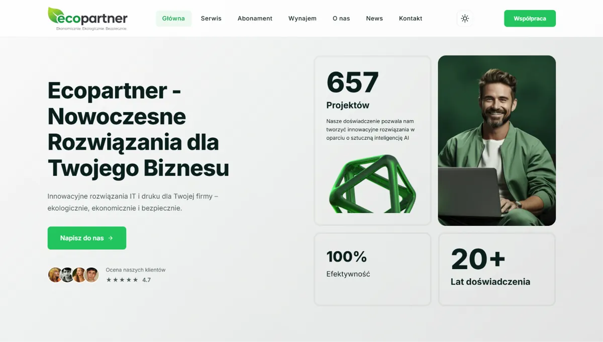 Zrzut ekranu strony Ecopartner (ecopartner.pl)