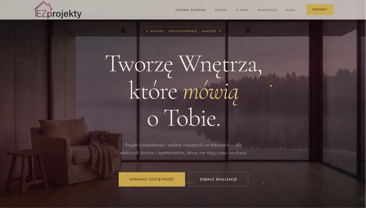 Zrzut ekranu strony EZprojekty (ezprojekty.pl)