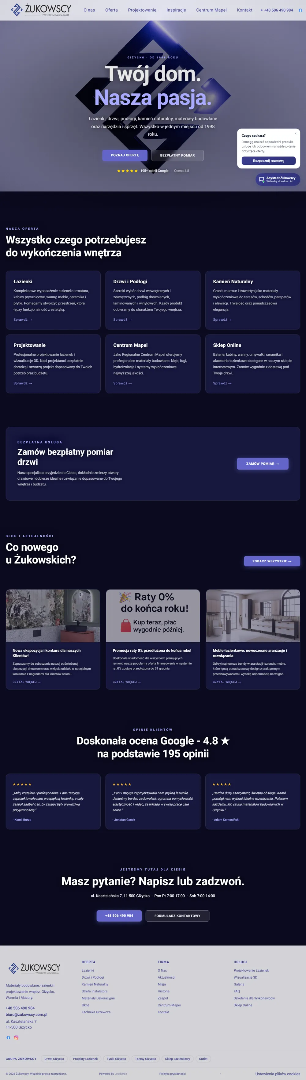 Strona Żukowscy (zukowscy.com.pl) – widok całej strony na komputerze