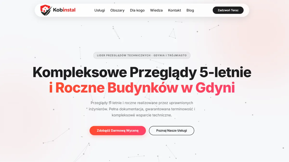 Zrzut ekranu strony Kobinstal (przegladybudynkowgdynia.pl)