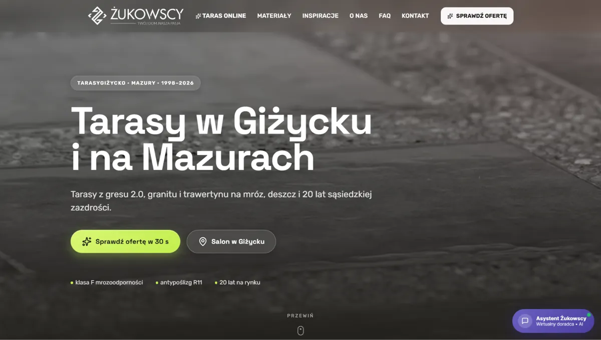 Zrzut ekranu strony Tarasy Giżycko (tarasygizycko.pl)