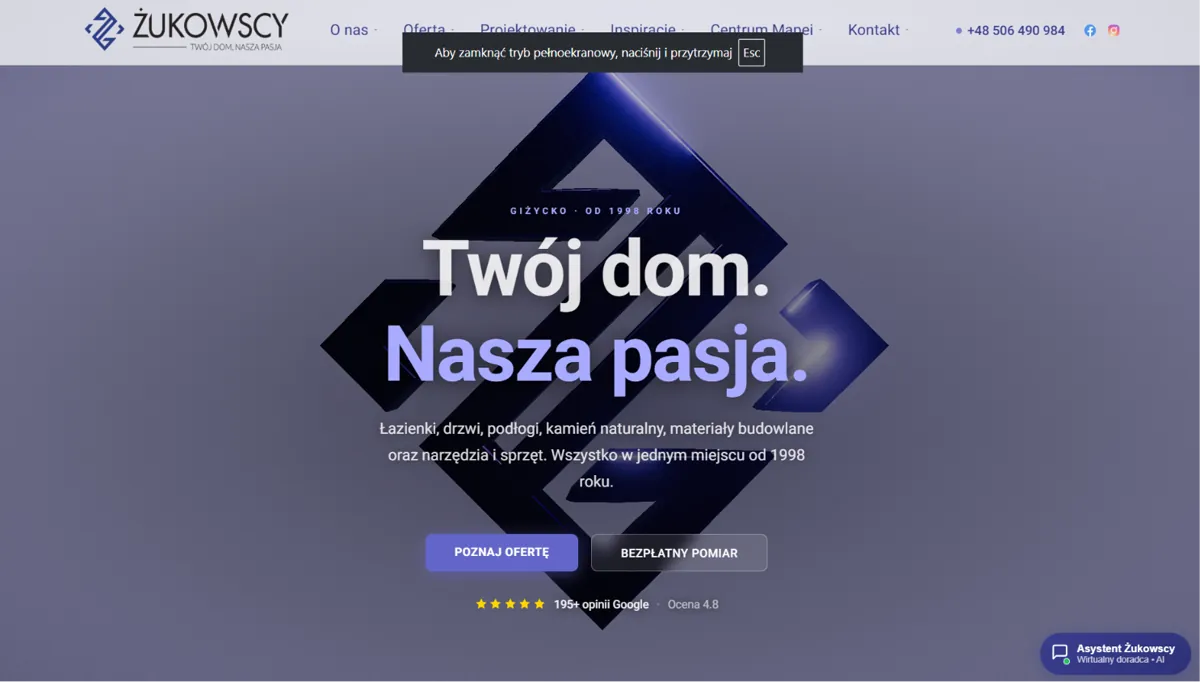 Zrzut ekranu strony Żukowscy (zukowscy.com.pl)